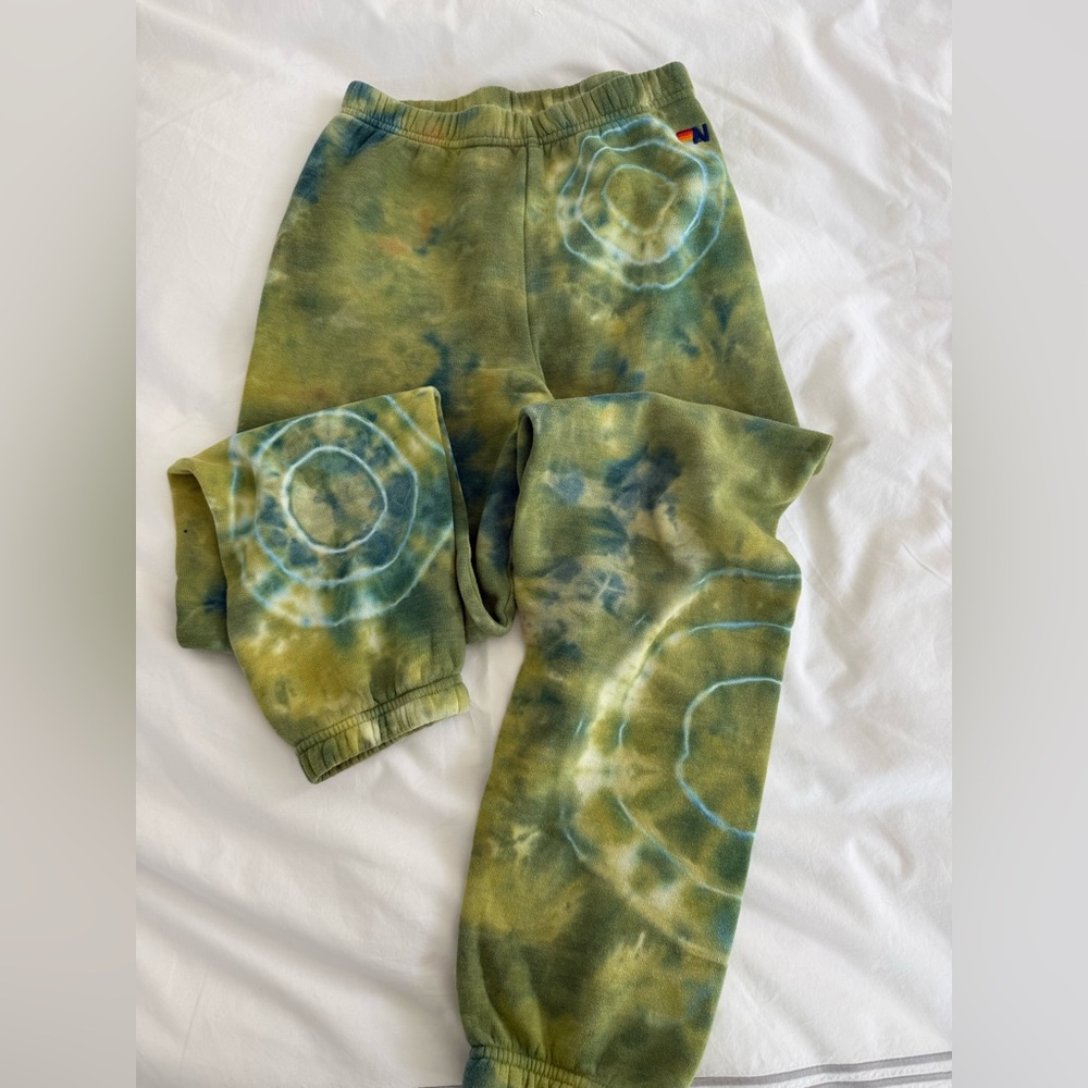 Aviator Nation Kids Tie-Dye Joggers - Green and Blue